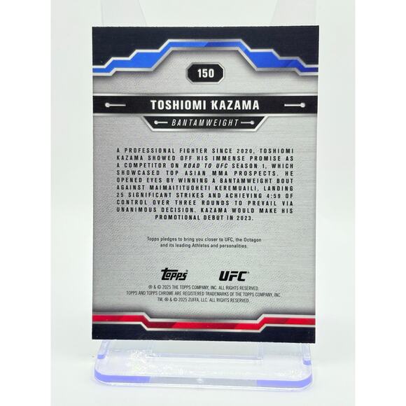 2025 Topps Chrome Sapphire UFC Toshiomi Kazama Rookie Green Refractor 72/75 SP - Picture 2 of 2